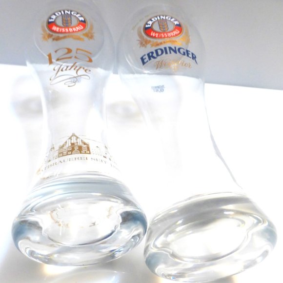 BX63 PAIR of ERDINGER Beer Glasses 125th Anniversary German Beer Weissbrau - Picture 4 of 4